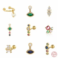 aide 925 sterling silver colorful zircon stud earrings for women luxury green blue red crystal long line ear stud party jewelry