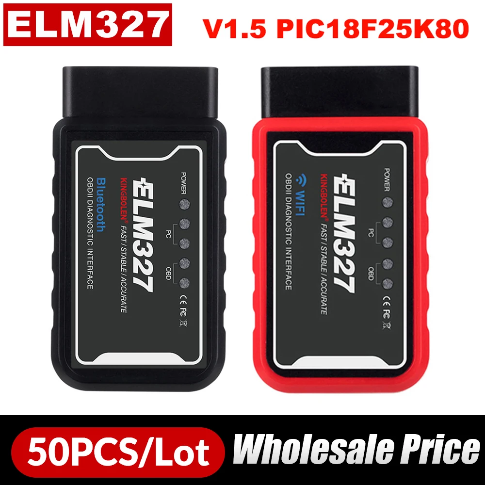 Диагностический сканер ELM327 50 шт./лот Wi Fi Bluetooth чип PIC18F25K80 OBDII кодов для IPhone/Android/ПК ELM