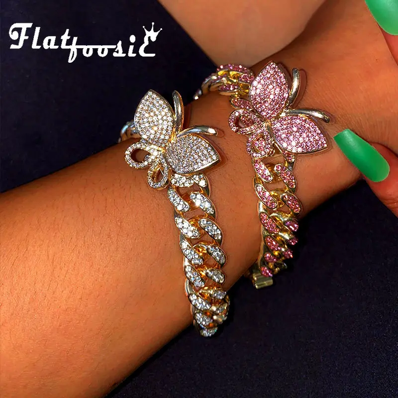 

Женский браслет Flatfoosie, цепочка для тенниса, браслет-бабочка, Роскошные Очаровательные золотистые и Серебристые браслеты с животными, модны...