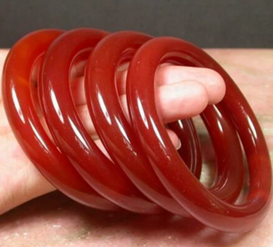 Natural 56-62mm Chinese Red Agate Jade Jadeite Gemstone Bracelet Bangle