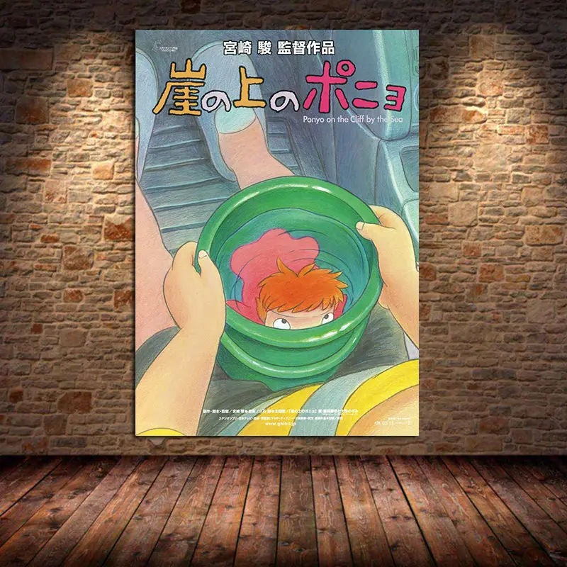 

Japan anime Ponyo on the cliff Retro canvas painting posters and prints for bedroom decoration paintings Miyazaki home decor
