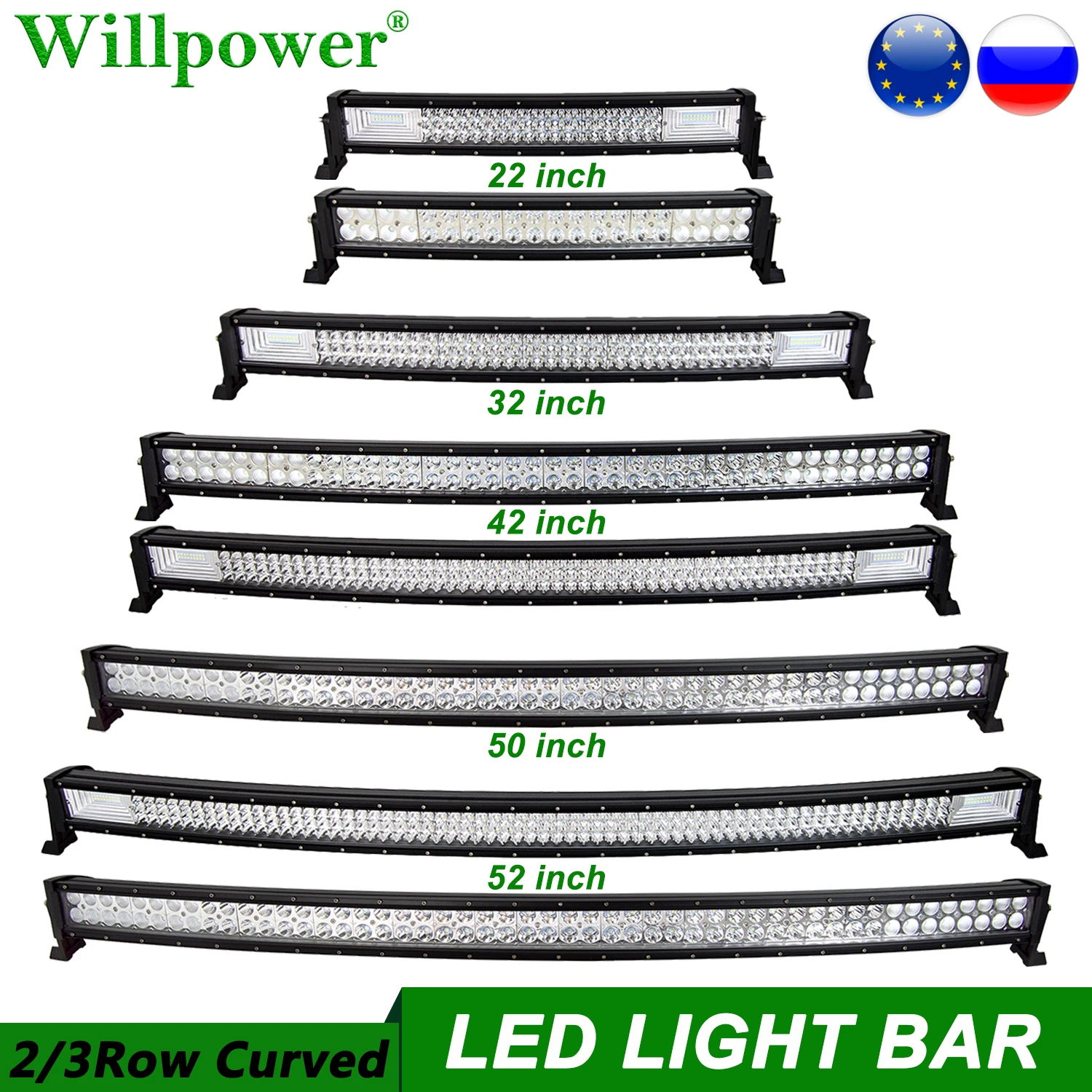 

SUV Car Roof 22 32 42 50 52 inch Curved LED Light Bar For Jeep Dodge Chevy 4x4 Truck Lightbar Offroad Driving LED Bar 2 3 Rows