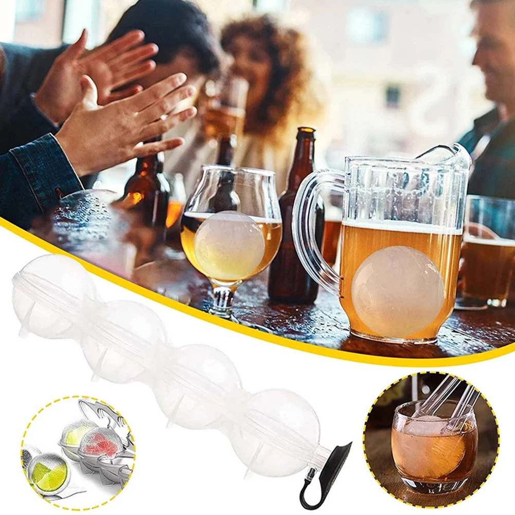 

Round ice Jelly Making Mould For Cocktail Whiskey Drink Silicone Sphere Ice Mold Kitchen 4 Cavity Ice Grid