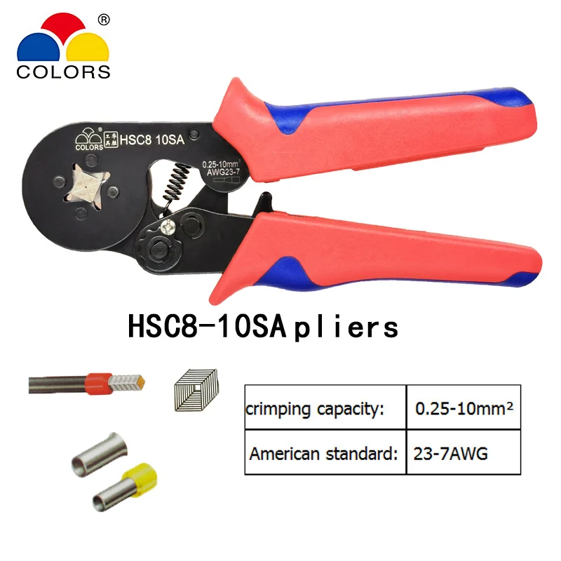 Трубчатые обжимные инструменты Мини Электрические плоскогубцы HSC8 10SA 0,25-10mm2 23-7AWG 6-4A/6-6A 0,25-6mm2 Высокоточный набор зажимов - Цвет: HSC8 10SA