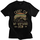 Футболки Сверхъестественное винтажная Мужская футболка с надписью Carry On My Wayward Son, цвет Темный Вереск, Уникальные футболки, хлопчатобумажная футболка с рисунком, одежда