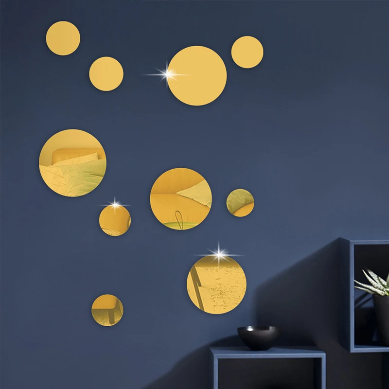 

A Set Of Large/Medium/Small Circle Combination Acrylic Mirror Wall Stickers On Living Room Bedroom Porch Home Decoration Sticker
