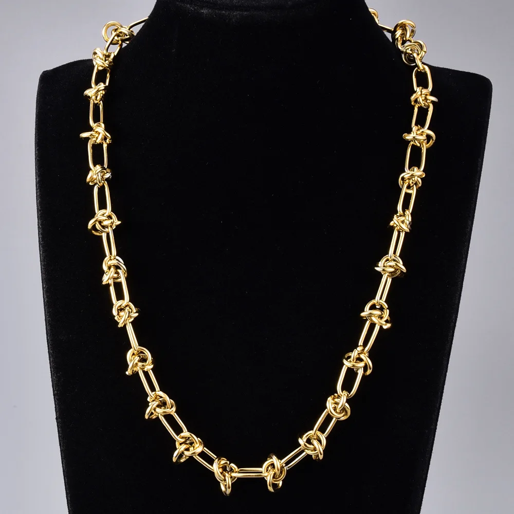 Женское Ожерелье из нержавеющей стали 18 К с золотистой текстурой | Украшения и
