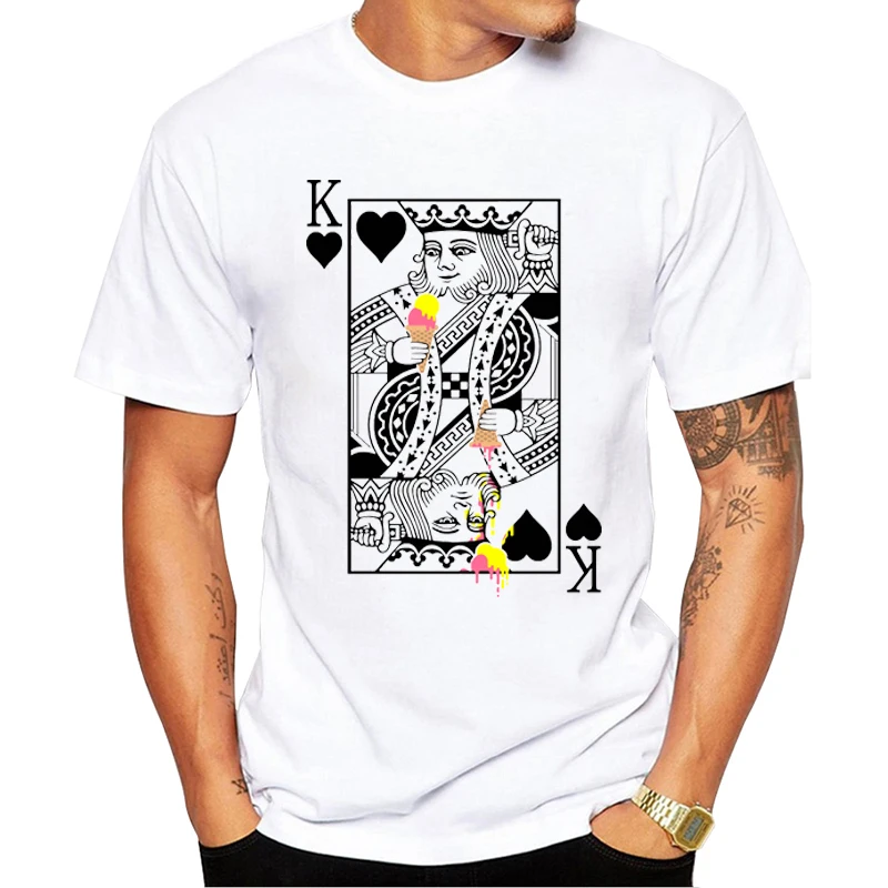 TEEHUB Fashion King's Ice Cream Men T-Shirt Short Sleeve Tshirts O-Neck Cool Tops Funny Playing Cards King Printed Tees | Мужская