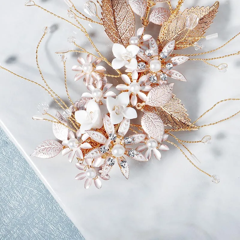 Нежный цветок FORSEVEN лист блестящие кристаллы фотоювелирные изделия 2020 Свадебная