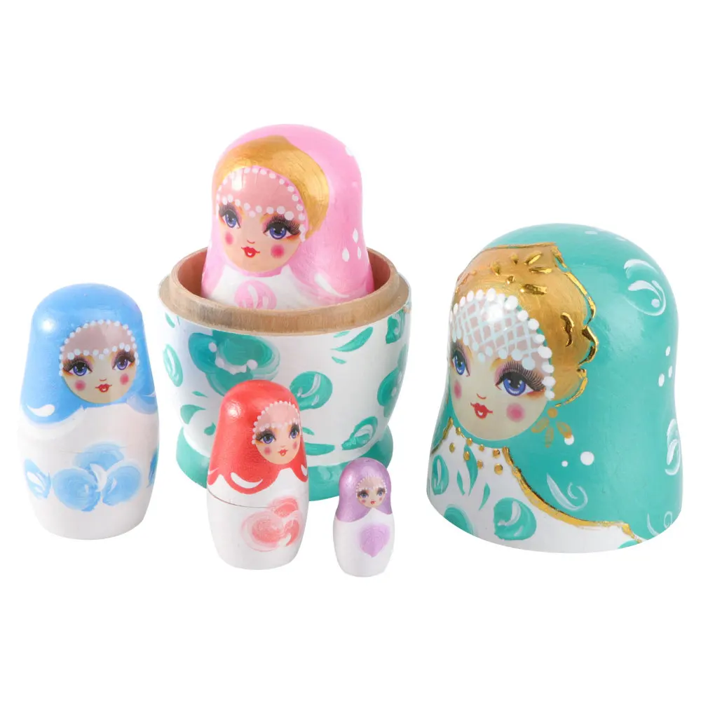 

5Pcs Russian Doll Wood Nesting Doll Children Plaything