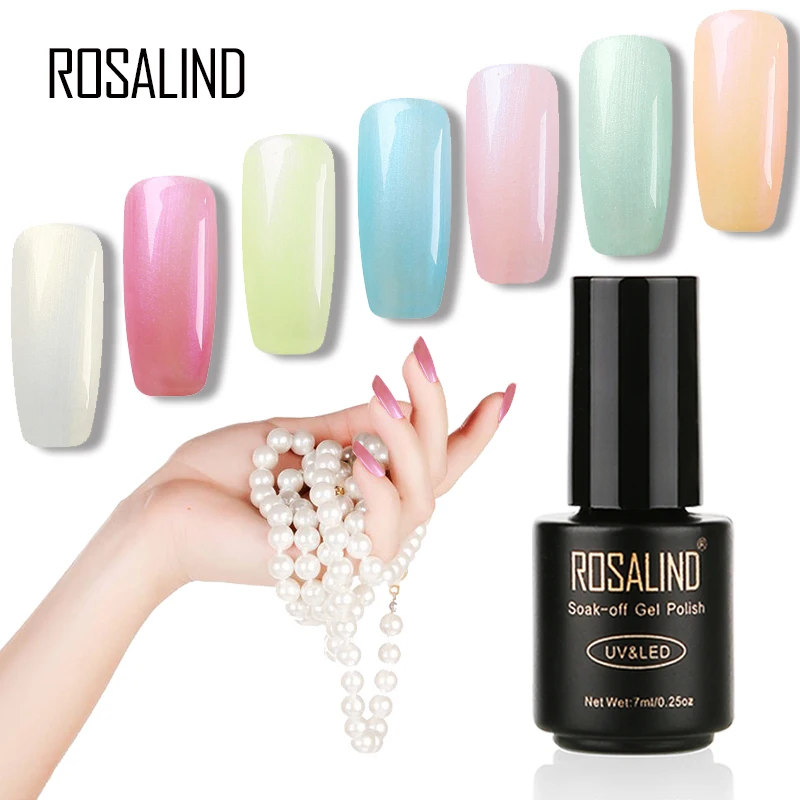 

ROSALIND Primer Gel Varnish Pearl Gel Polish Soak Off UV LED Gel Nail Polish Base Coat No Wipe Top Color Gel Polish