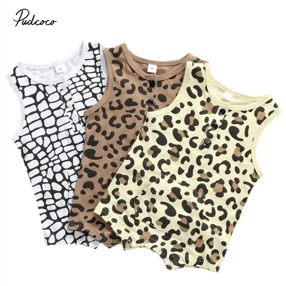 Детский комбинезон без рукавов с мультяшным принтом животных на возраст 0 12