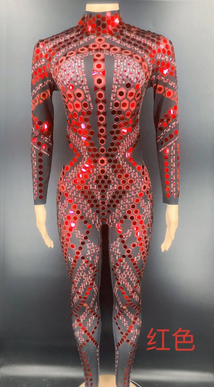Women Stretch Crystals Jumpsuit Sexy Print Rhinestone Tassel Bodysuits Nightclub Pole Dance Costumes Jazz Singer Stage Outfits