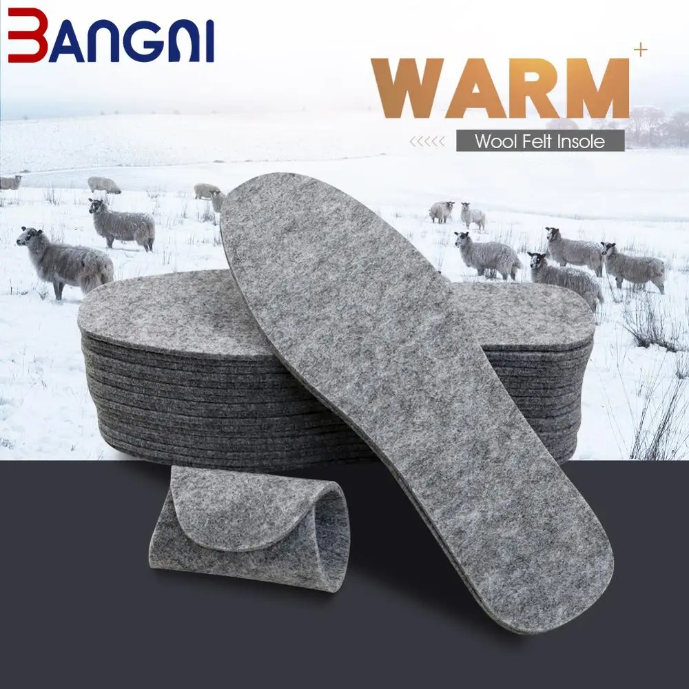

BANGNI Wool Felt Insoles Thick Warm Insoles for Men Women Genuine Wool Breathable Shoes Pad Accessories Keep Warm In Winter
