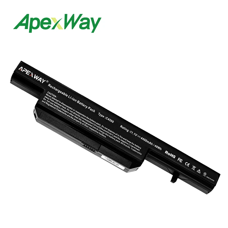 Аккумулятор Apexway для ноутбука 6600 мАч 6 ячеек CLEVO C4500BAT C4500BA T6 C4500BAT6 B4100M B4105 B5100M B5130M XESIA