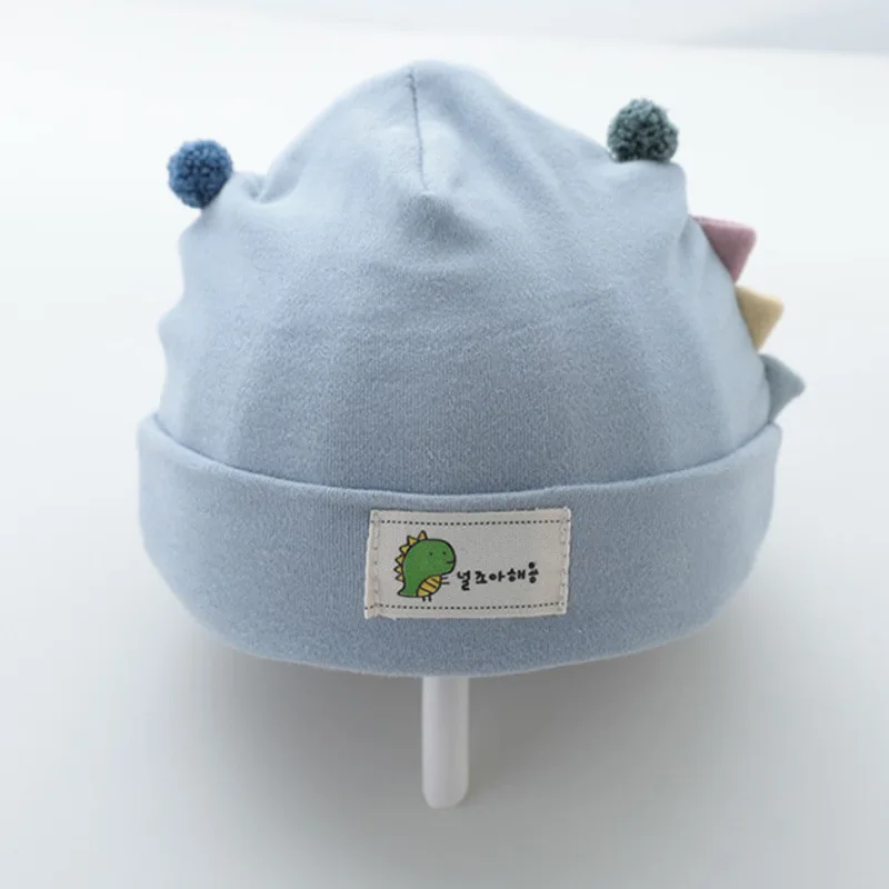 Menoea Newborn Baby Autumn Hats Infant Pure Cotton Warm Hat Girls Cartoon Dinosaur Pattern Caps Boys Knitted Winter | Детская одежда и