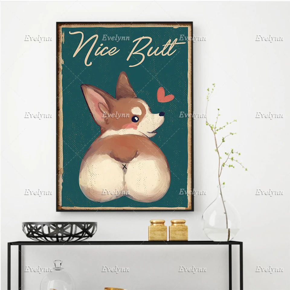 

Corgi Dog Nice Butt Funny Toilet Poster Dog Lovers Poster Bathroom Decor Home Decor Prints Wall Art Canvas Unique Gift