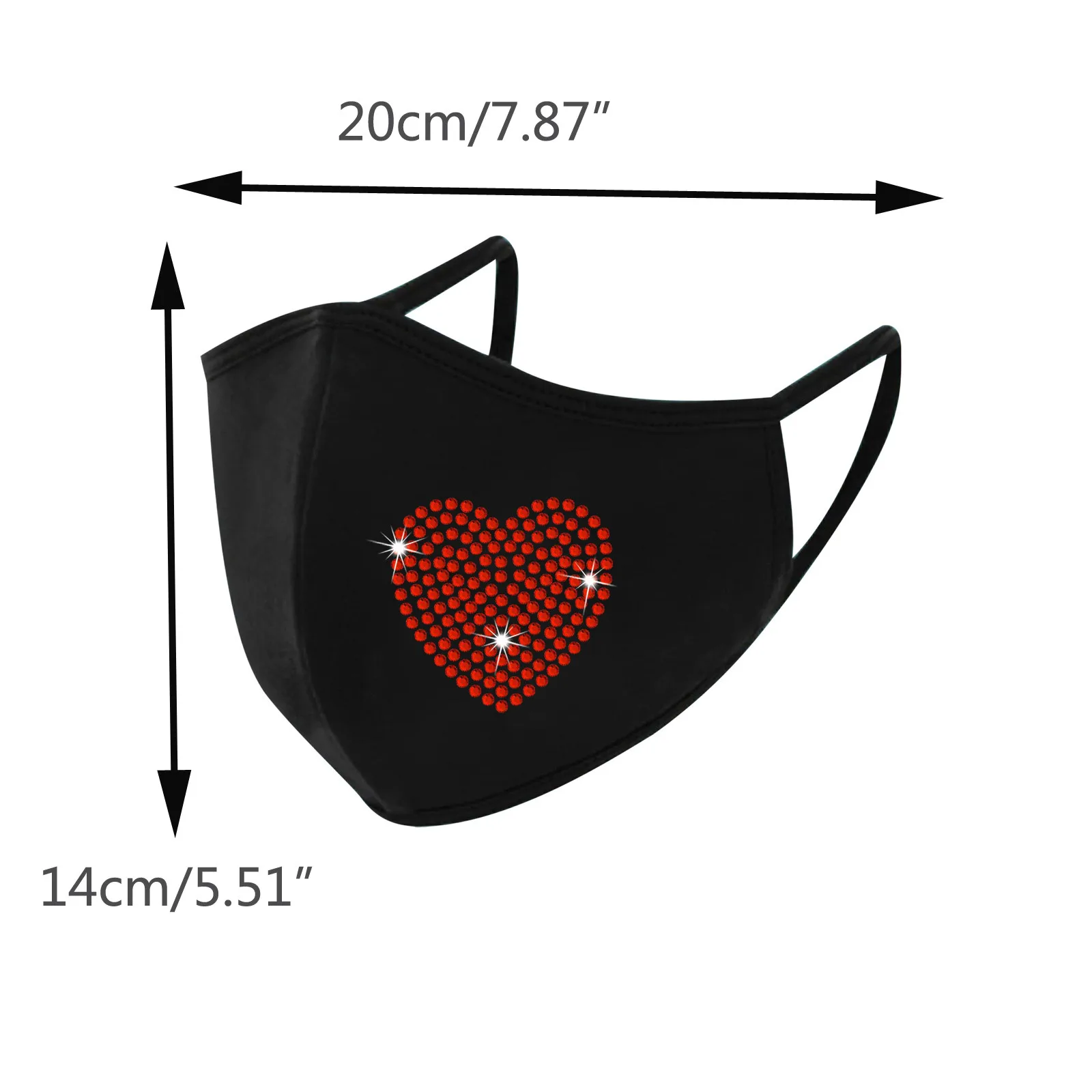 

Headband Valentine's Day Mask Adult Windproof Protective Washable Hot Drilling Bling Rhinestone Face Mask mscara