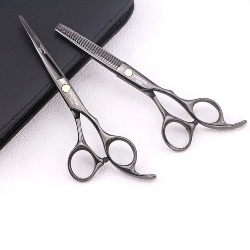 black Flat cut 6 Профессиональные Парикмахерские ножницы черные и цветные титановое покрытие плоская резка Парикмахерские ножницы филировочные ножницы для стрижки волос - Цвет: black Flat cut 6