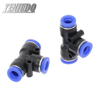 pe peg 3 way t shaped tee pneumatic 4mm to 16mm od hose tube push in air gas fitting quick fittings connector adapters