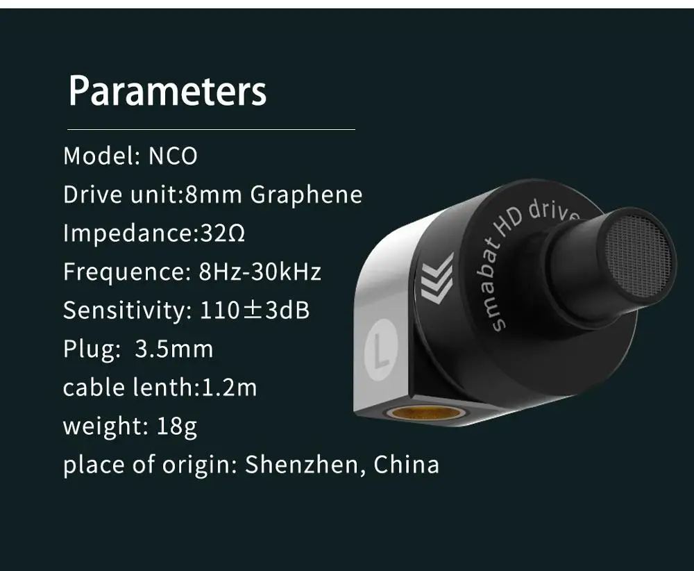 AK Smabat NCO наушники HIFI вкладыши 8 мм Graphene Динамический драйвер гарнитура с 4 ядрами