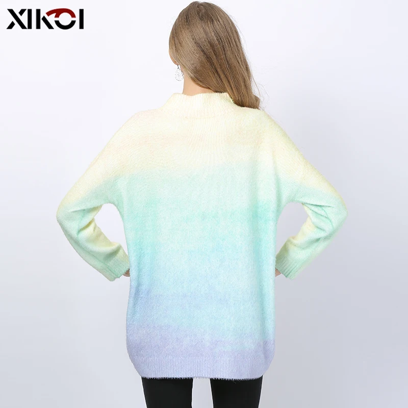 Женский свободный Свитер оверсайз Повседневные пуловеры с рукавом летучая мышь