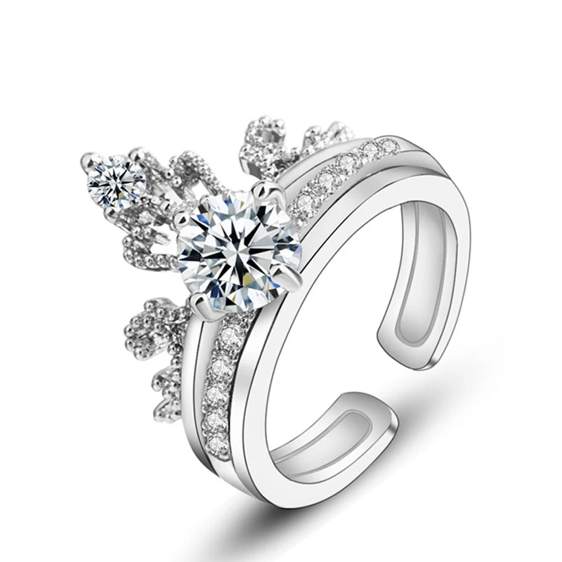 

Popular Series Copper Silver Plated Two-in-one Couple Ring for Women Zircon Rose Gold/ Silver Color Ring Fashion Jewelry Gift