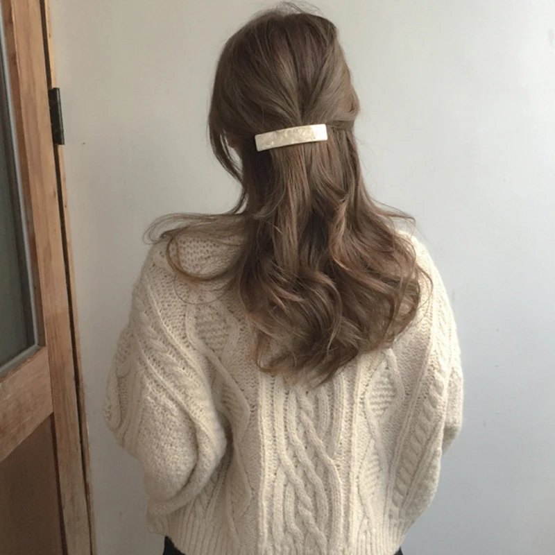 

Fashion Acetate Hairpin One Word Rectangular All-Match Spring Clip Cute Sweet Duckbill Clip Simple Convenience Side Clip New Hot