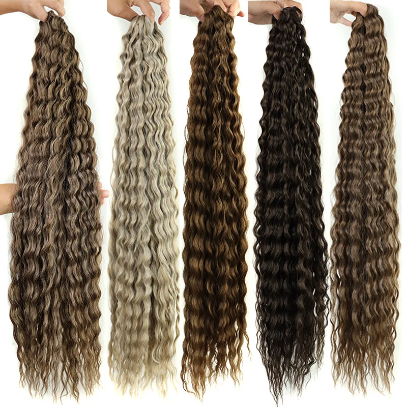30 дюймов Омбре кроше волосы афро кудри плетеные удлинители синтетические