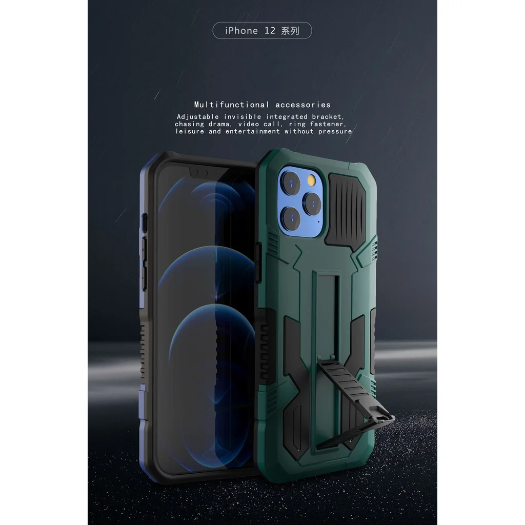 

For iPhone 11Pro Max Strong Anti-Fall Armor Bracket Phone Case for iPhone 12 Mini Pro Max Shockproof Protective Case