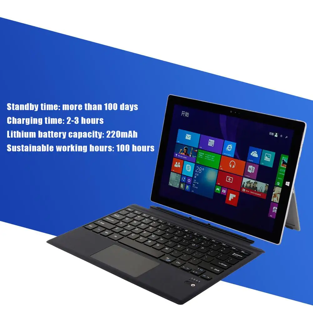 Ультратонкая беспроводная клавиатура 12 дюймов для Microsoft Surface Pro 6/5/4/3|Клавиатуры| |