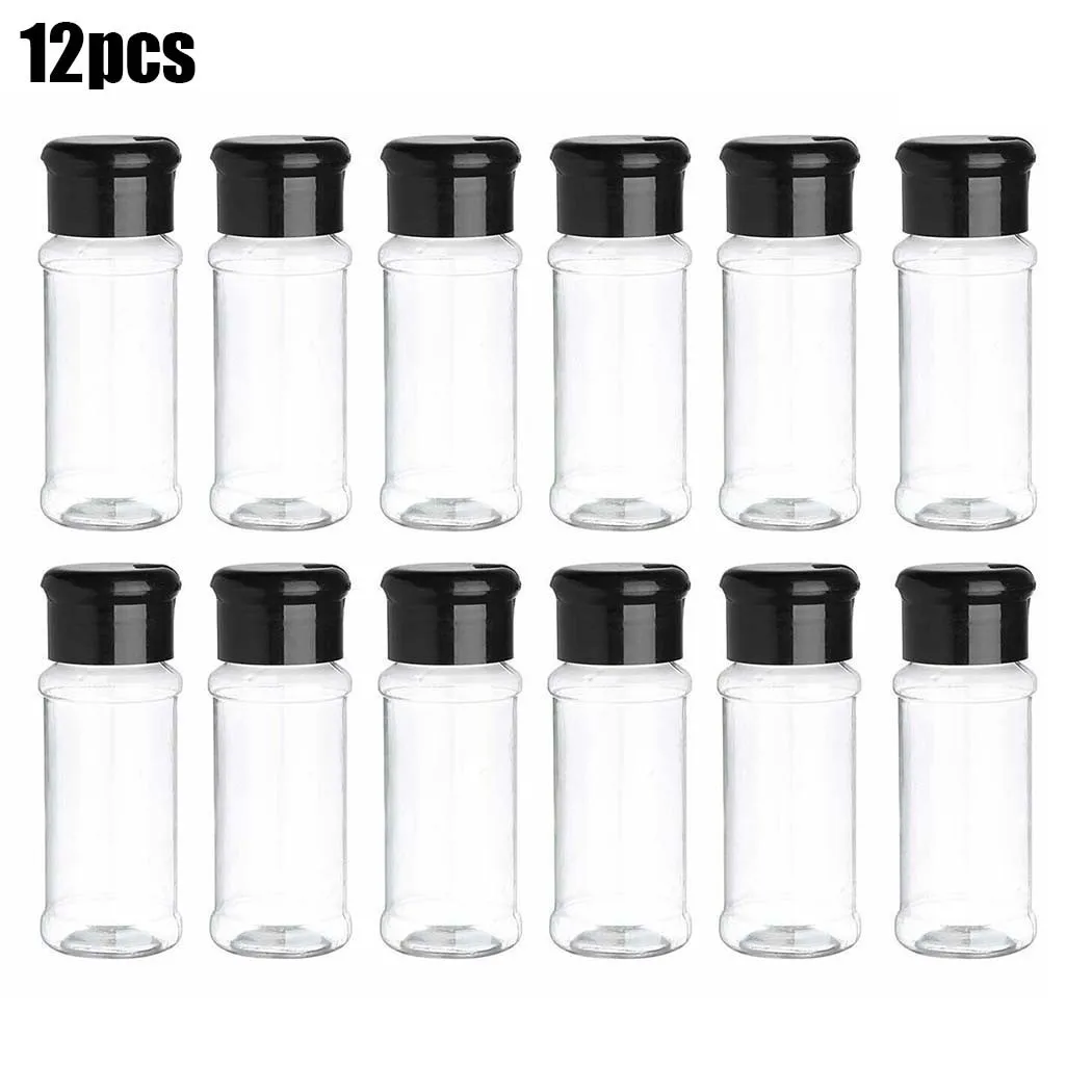 

12pcs Jars For Spices Salt And Pepper Shaker Seasoning Jar Spice Organizer Plastic Barbecue Condiment Kitchen Supplies Gadget