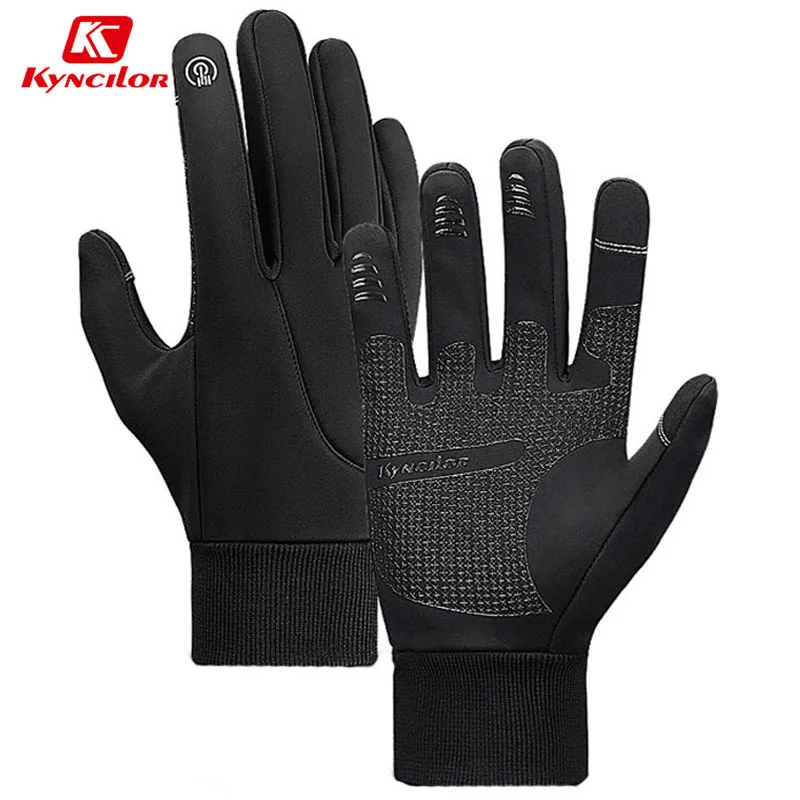 Kyncilor Winter Thermal Warm Cycling Gloves Full Finger Windproof Waterproof Bike Gloves Men Women Touch Screen Bicycle Gloves