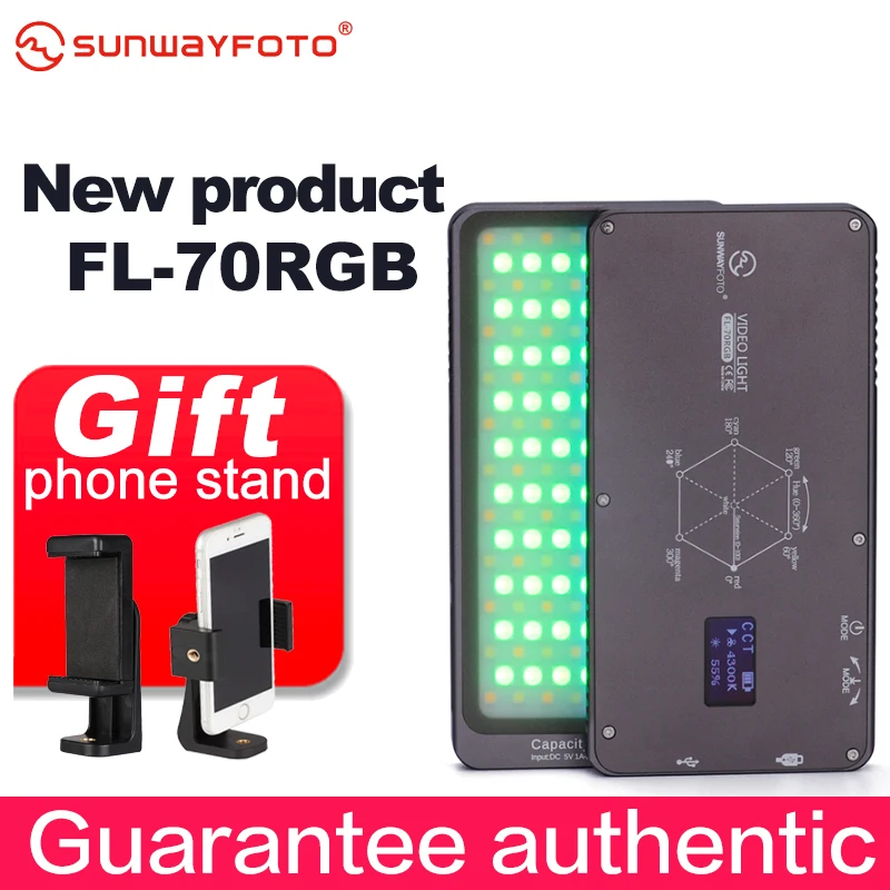 

SUNWAYFOTOT FL-70RGB LED video light for photo Studio photography on Dslr Camera Hotshoe Dimmable for youtobe live stream