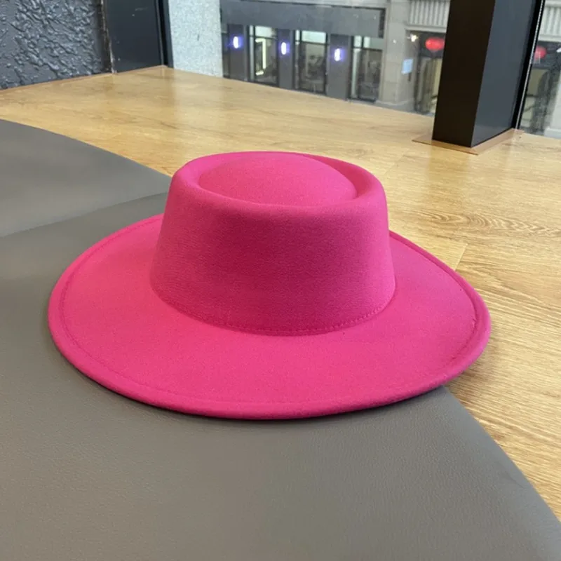 Новая шляпа Федора с плоским верхом вогнутый дизайн осень-зима джаз шапка