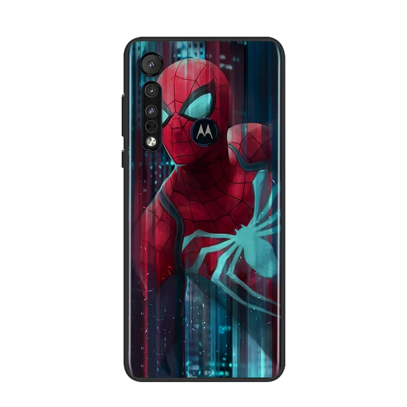 

Cool Marvel Spiderman For Motorola G9 G8 G Edge One E7 E6 Power Lite Marco Hyper Fusion Plus Play Black Phone Case
