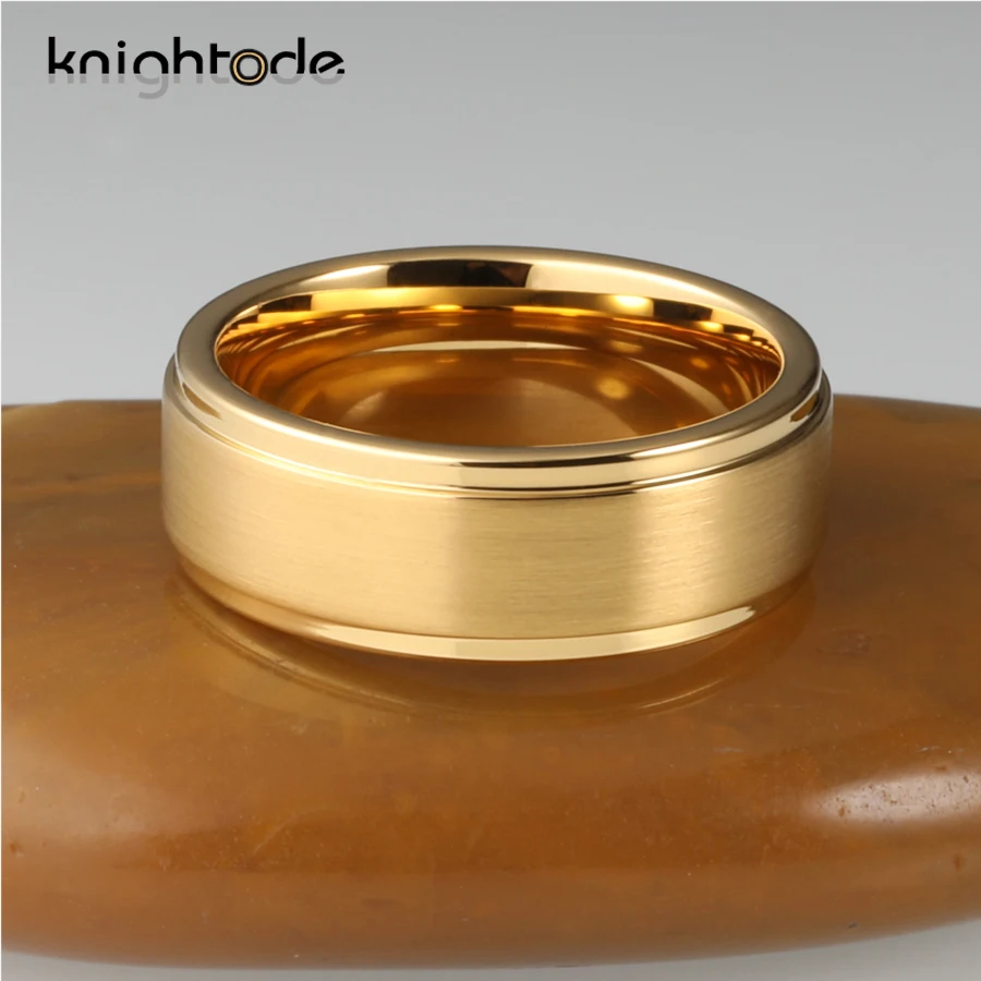 Классические Золотые вольфрамовые Свадебные Кольца 8 мм для мужчин и женщин