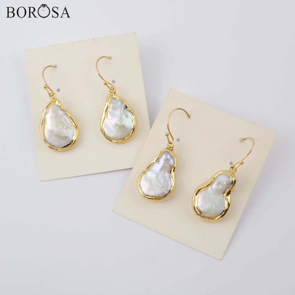 BOROSA 5 пар новинка Бесплатная форма натуральный пресноводный жемчуг серьги капли