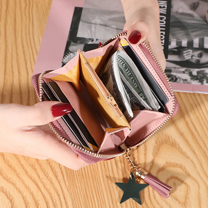 Новинка Женский кошелек с кисточкой подвесные кошельки кожаный короткий женский