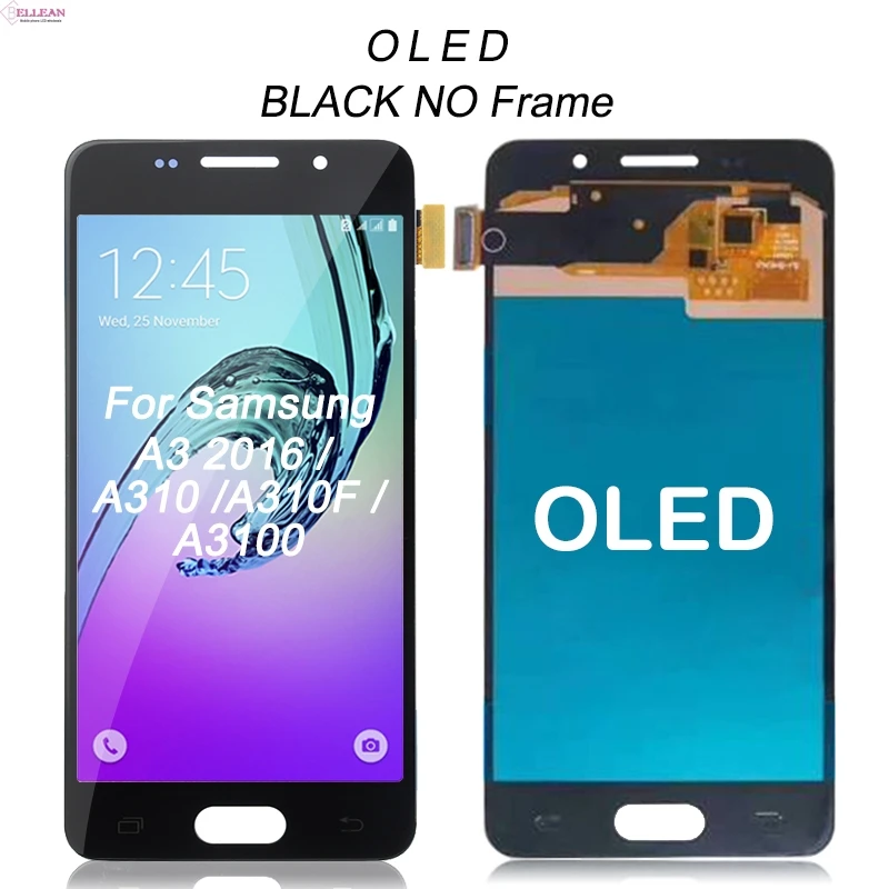 HH Amoled A310 дисплей для samsung Galaxy A3 Lcd кодирующий преобразователь сенсорного экрана в сборе A310F дисплей с рамкой - Цвет: OLED Black