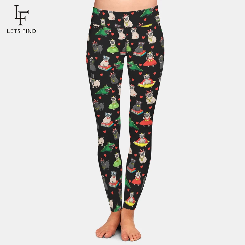 

LETSFIND 2021 New Arrival 3D Cartoon Cute Dog Print Women Pants High Waist Fitness Slim Stretch Legging Plus Size