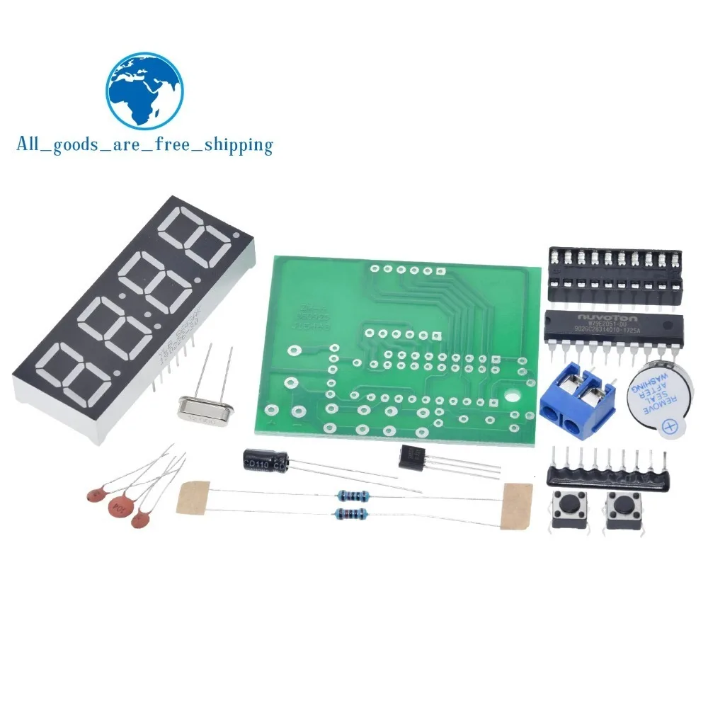 TZT AT89C2051 цифровой светодиодный дисплей 4 бита электронные часы набор для производства DIY Набор 0,56 дюймов красный два будильника