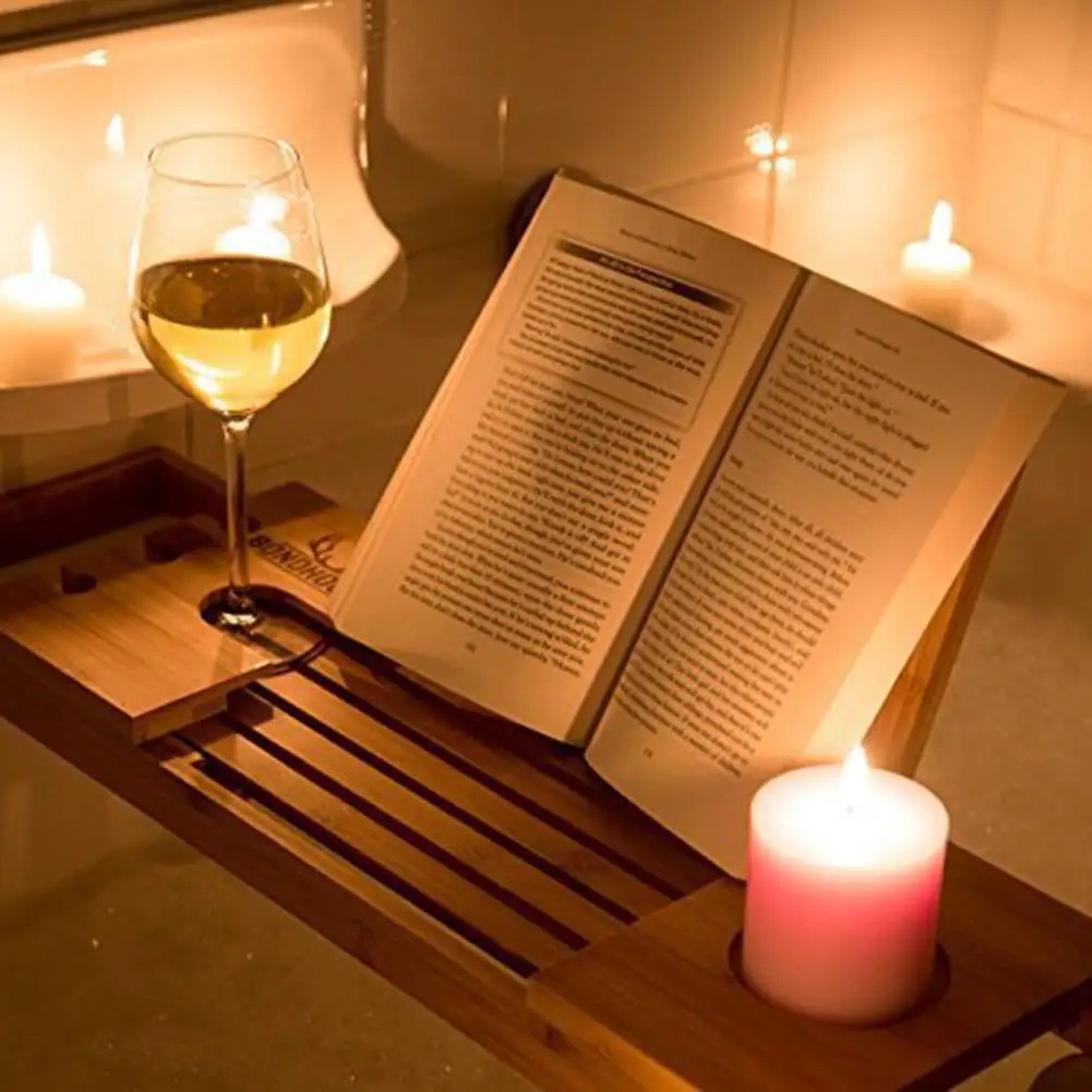 Многофункциональный бамбуковый поднос для ванны выдвижная практичная полка