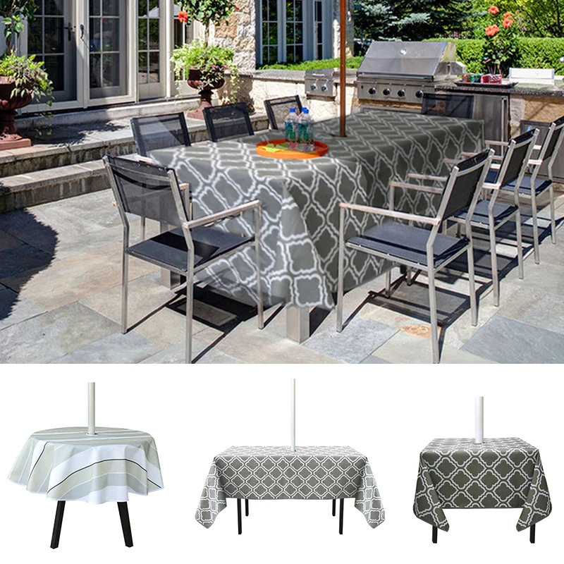 

Уличная скатерть из ткани Оксфорд, с отверстиями, на молнии, с зонтиком, с защитой от проливов, для барбекю, семейных торжеств