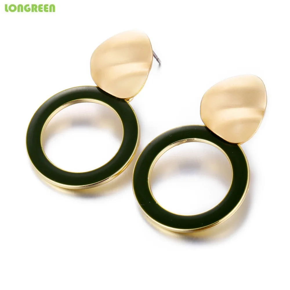 Style 13 black Metal Simple Stylish Geometric Round Unique Earrings For Women Girl Gifts Stainless Steel Earrings Set De Aretes Orecchini Donna - Окраска металла: Style 13 black