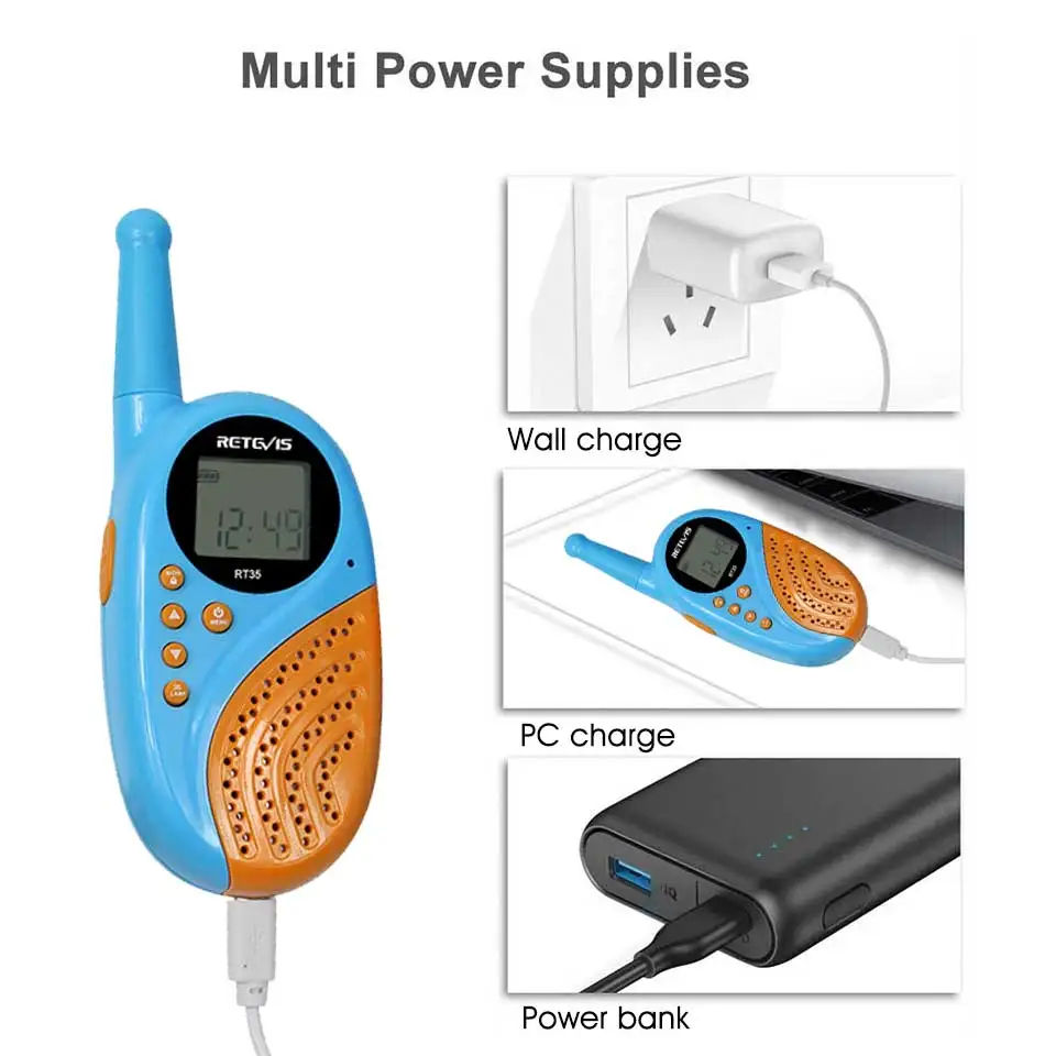 Портативная рация Retevis RT35 2 шт. 16/22 канала UHF PMR цифровые часы USB зарядка PMR446 подарок
