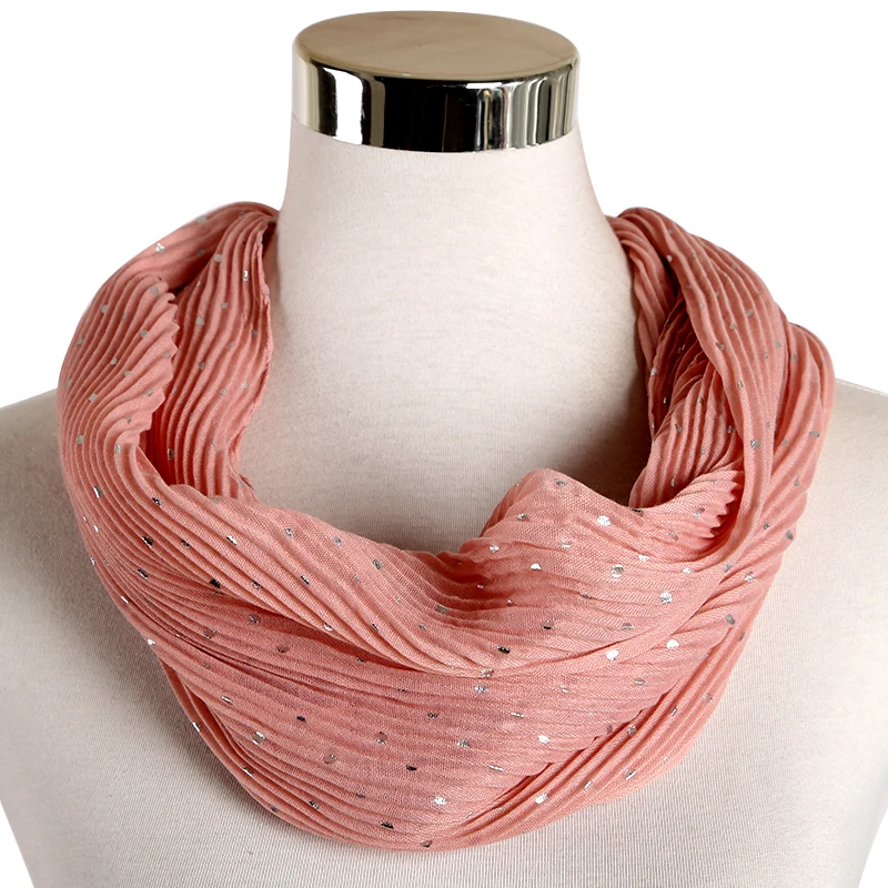 Женский теплый шарф FOXMOTHER белый или розовый в горошек короткий с кольцом