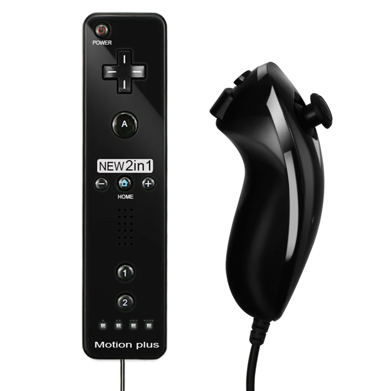 2 в 1 пульт дистанционного управления Nunchuk Combo Встроенный MOTION PLUS для kingd для wii контроллер с защитный силиконовый чехол