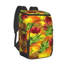 Refrigerator Bag Tropical Fruits Pattern Soft Large Insulated Cooler Backpack Thermal Fridge Travel Beach Beer Bag