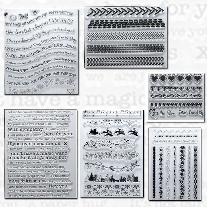 Мульти слов рождественские баннеры Печать Любовь Сердце баннер прозрачный Штамп